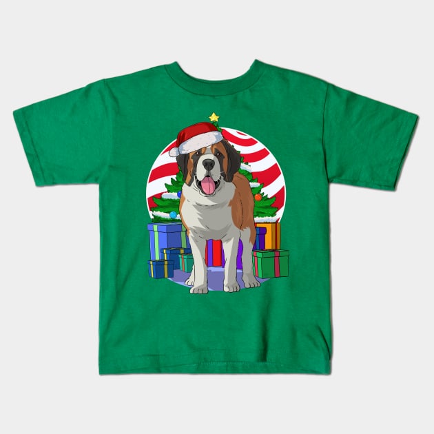 Saint Bernard Dog Christmas Tree Decoration Kids T-Shirt by Noseking